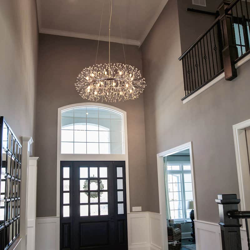 12/20-Light Modern Glam Crystal Sputnik Sphere Chandelier, Bulbs Included