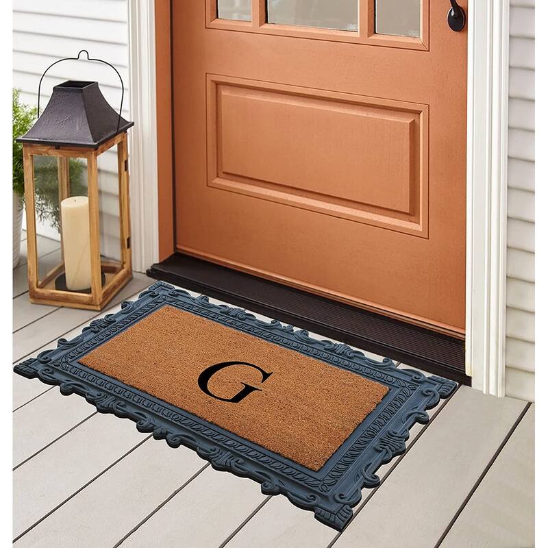 A1HC First Impression Carson Rubber and Coir 24" X 36", Heavy Duty, Easy to Clean Outdoor Monogrammed Doormat