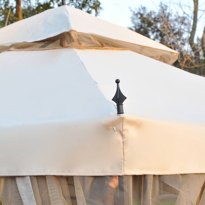Outsunny 10-foot Square Steel Outdoor Garden Gazebo with Mesh Curtains
