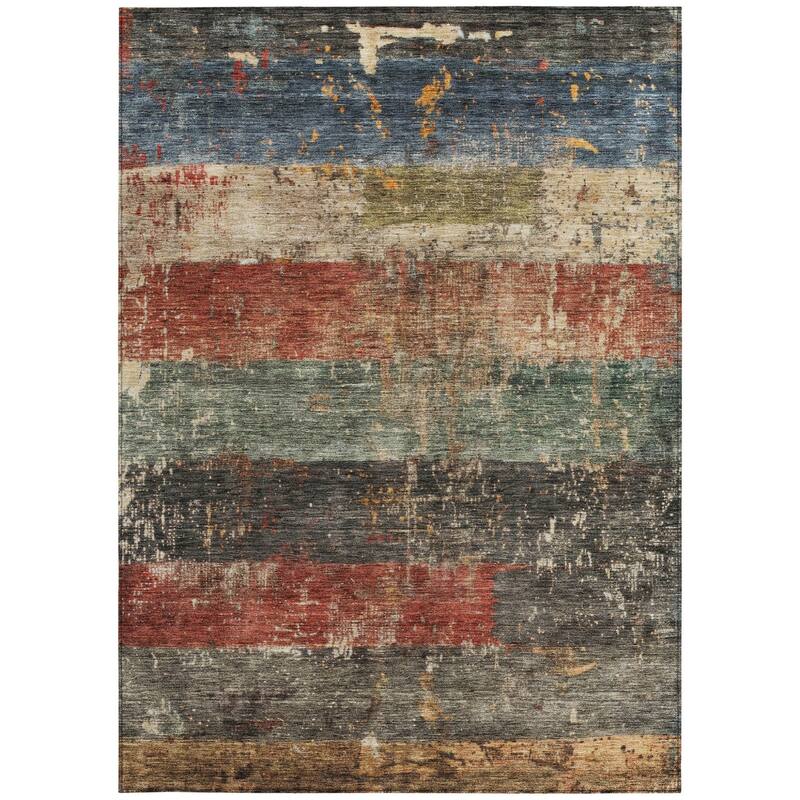 HomeRoots Striped Transitional Rectangle Outdoor Rug