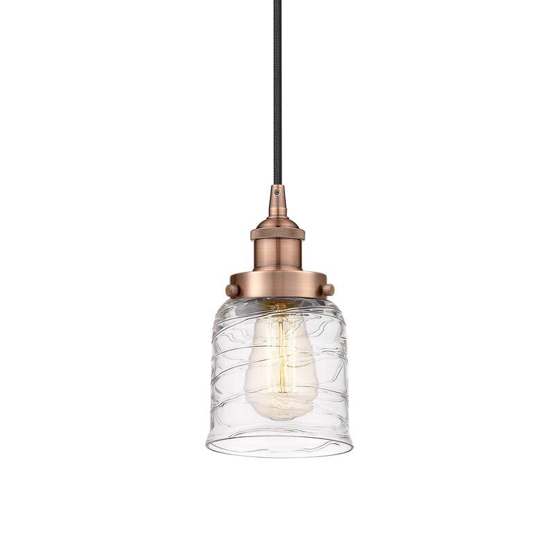Innovations Lighting 616-1PH-10-5 Bell Pendant Bell 5" Wide Mini - Antique Copper / Deco Swirl