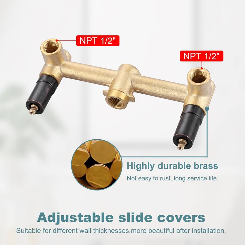 WOWOW Modern Cross-Style Dual-Handle Wall-Mounted Bathtub Faucet