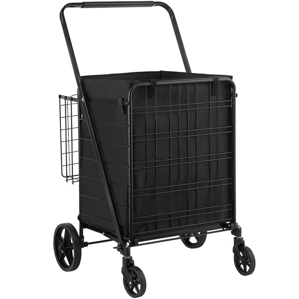 330LBS Large Capacity Folding Shopping Cart with Removable Waterproof Liner