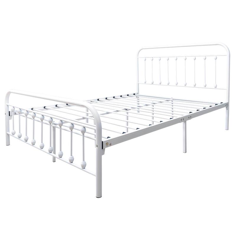 Metal Platform Bed Frame featuring a Headboard, Sturdy Slat Support, No Box Spring Required, and Easy to Assemble‌.