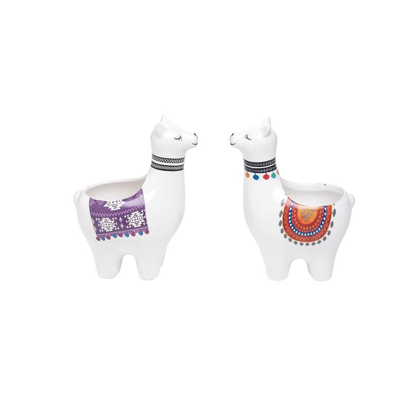 Transpac Ceramic Llama Planter Set of 2 Spring Home Decorations