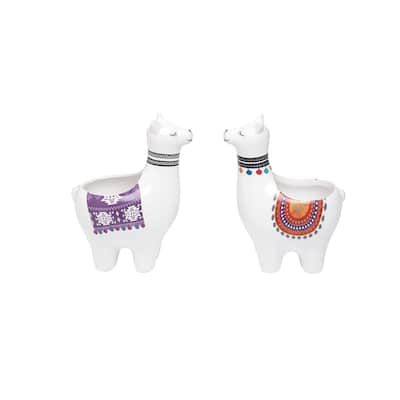 Transpac Ceramic Llama Planter Set of 2 Spring Home Decorations