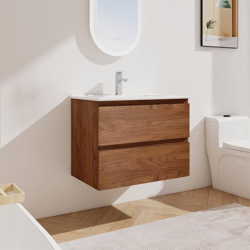 Bathroom Vanity With Sink In 24/30/36 Inch, Floating Bathroom Vanity With Soft Close Drawer