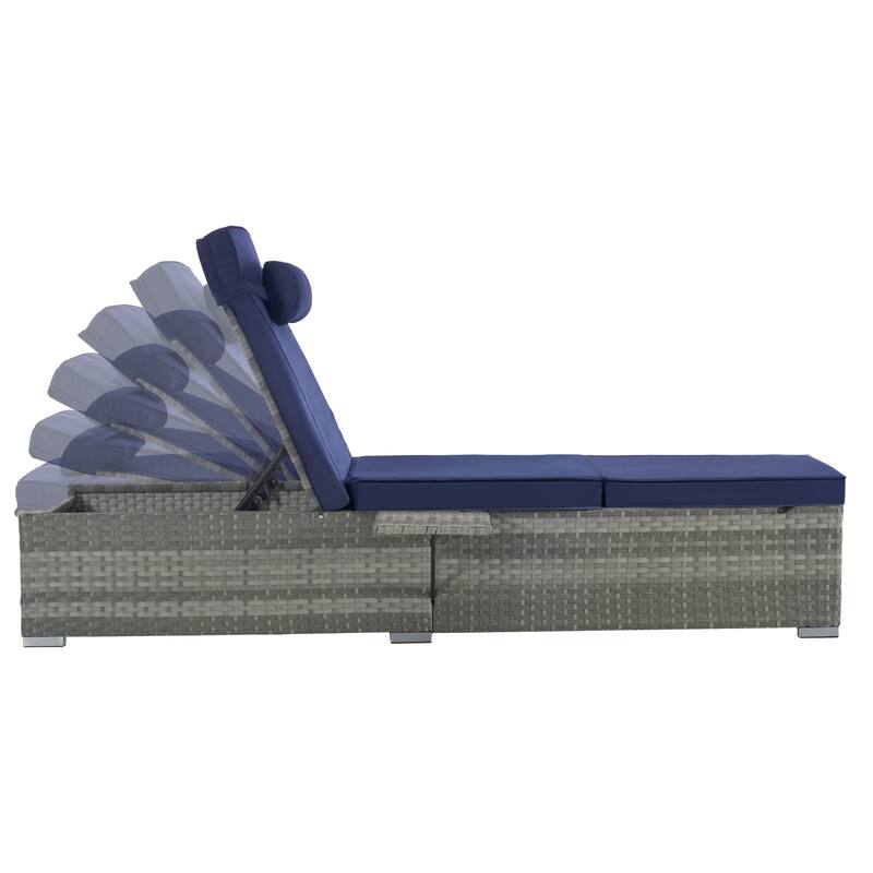 GDFStudio - Amelia Outdoor Chaise Lounge Chair Set of 2 with Adjustable Recline and Side Table for Poolside Relaxation