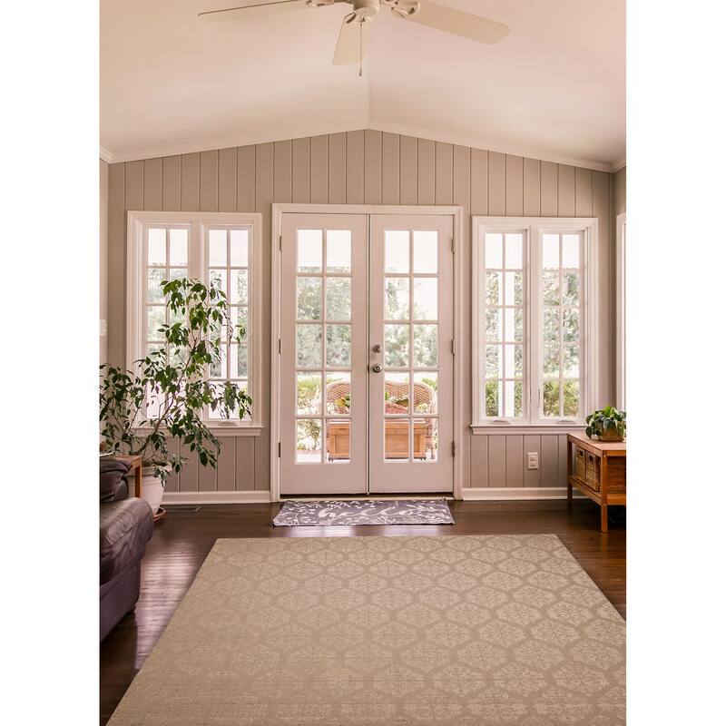 ECARPETGALLERY Hand Loomed Elysian Light Grey Viscose, Wool Rug - 9'10 x 13'3