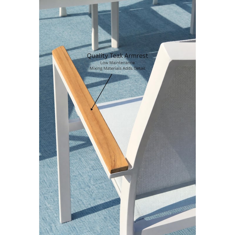 Como White 7-Piece Aluminum Outdoor Dining Set with Sling Set in White - N/A