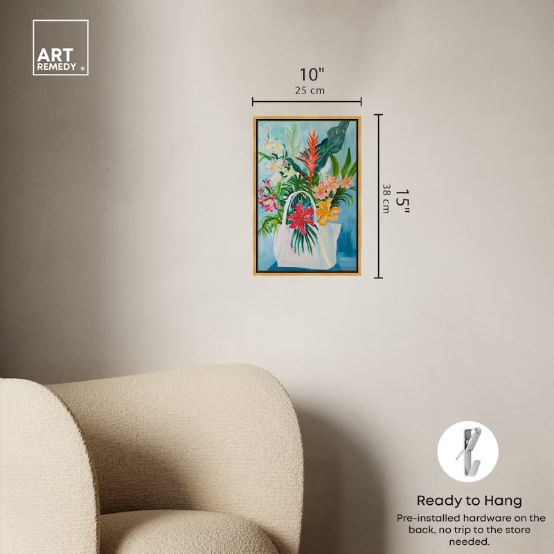 Art Remedy Tropical Flower Bag Framed Flowers In Vase Paintings