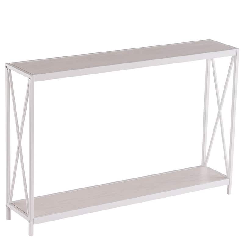 Rustic Oak Console Table with Metal Frame for Entryway Hallway or Behind Sofa - 43.3" x 9" x 29"