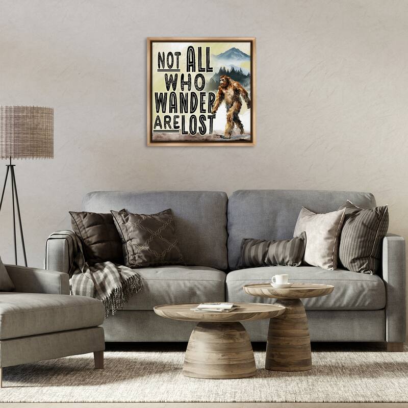 Stupell Not All Who Wander Phrase Framed Floater Canvas Wall Art Design By Nicole DeCamp