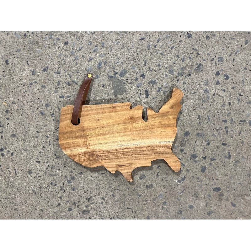 Acacia Wood "USA" Cutting Board - A - Natural