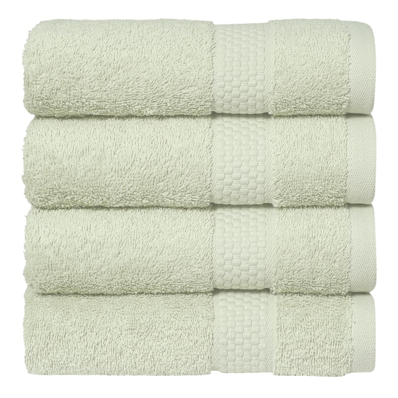 Authentic Hotel and Spa 100% Aeagean Long Staple Turkish Cotton, STARLIGHT Terry Hand Towels (Set of 4) - Sea Green