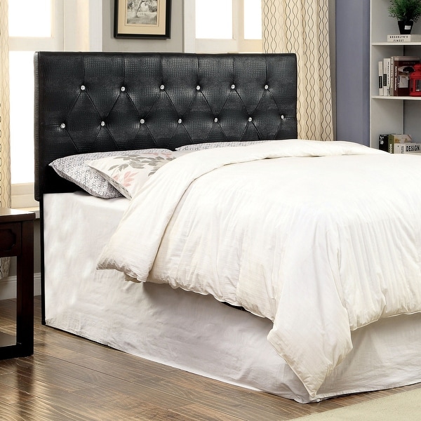 Furniture of America Huntress I Crocodile Faux Leather Button-tufted Headboard. Opens flyout.