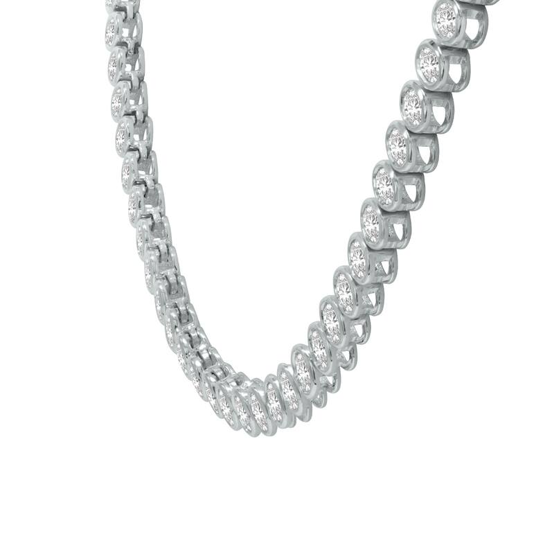 Marquee 10 Carat TW Oval Shape Lab Grown Diamond Bezel Set Necklace in 14K White Gold