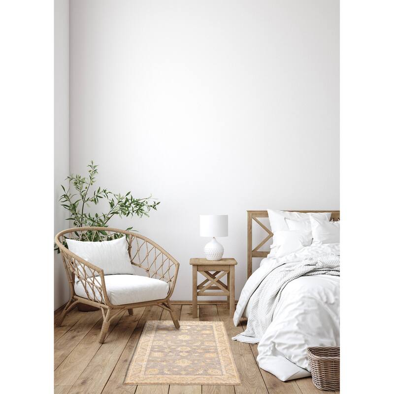 ECARPETGALLERY Hand-knotted Finest Oushak Grey Wool Rug - 3'1 x 5'0