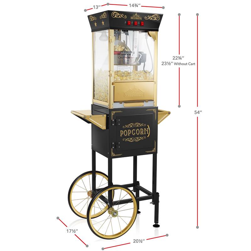 Movie TheaterStyle Popcorn Machine with Cart and 8oz Kettle
