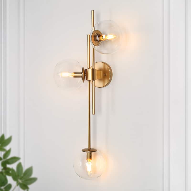 Bola Modern Gold 3-Light Chandelier Wall Sconce Orb Glass Bathroom Vanity Light - Gold
