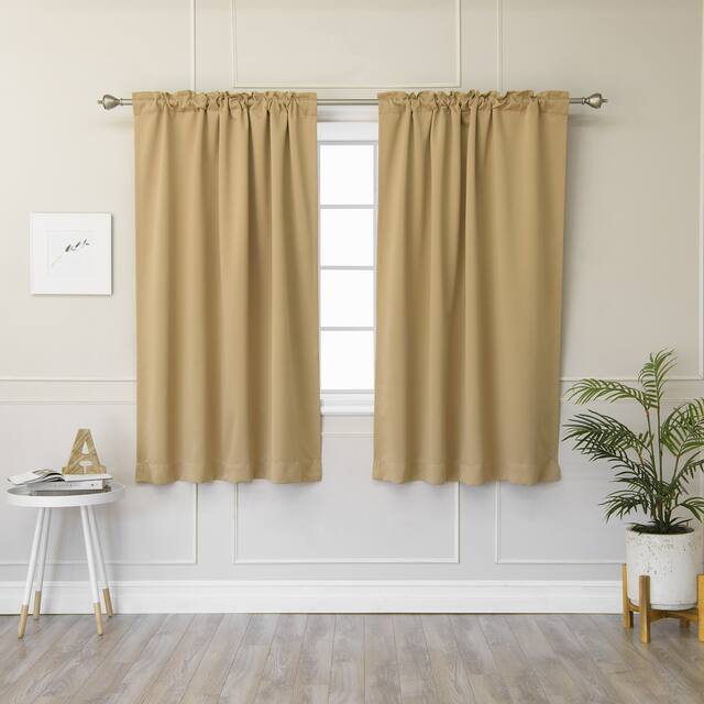 Aurora Home Insulated Thermal 63-inch Blackout Curtain Panel Pair - Wheat