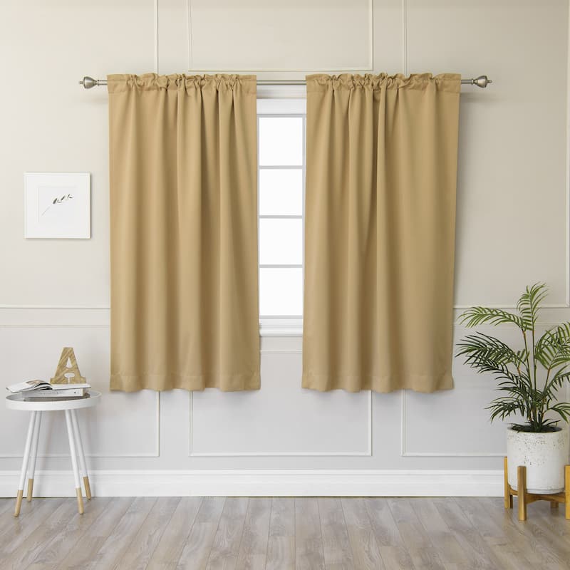 Aurora Home Insulated Thermal 63-inch Blackout Curtain Panel Pair - Wheat