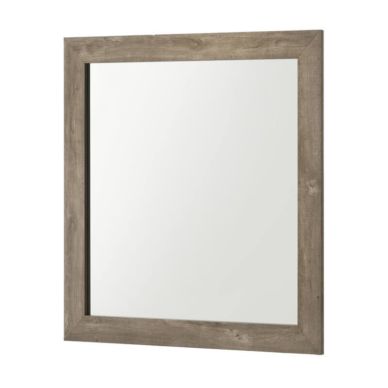 Dawson Light Brown Wood 6 Drawer Dresser with Mirror and Metal Pulls