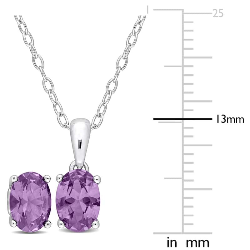 Miadora 3 3/4ct TGW Oval Simulated Alexandrite Set With Chain in Sterling Silver