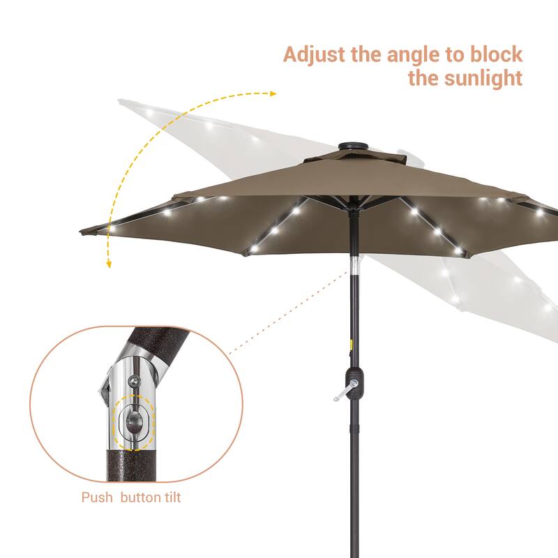 LIVOOSUN Patio 7.5 Feet Market Solar LED Light Umbrella