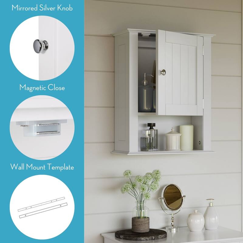 RiverRidge Ashland Single Door Bathroom and Laundry Wall Mount Storage Medicine Cabinet