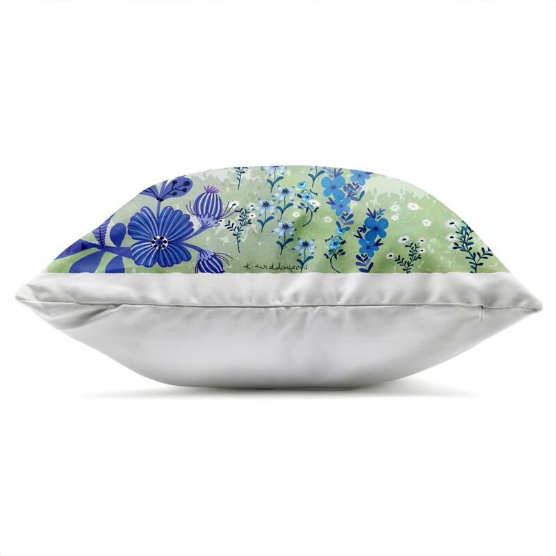 Stupell Whimsical Blue Garden Printed Outdoor Throw Pillow Design by Kay Widdowson