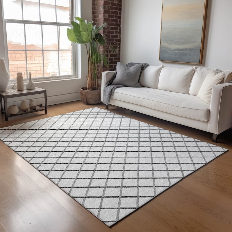 Premium Washable Super Soft Modern Trellis Mayfield Rug - Gray - 10' x 14' - Rectangle