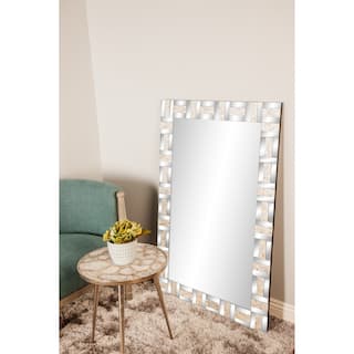 Silver Glass Geometric Room Wall Mirror - 32 x 1 x 47