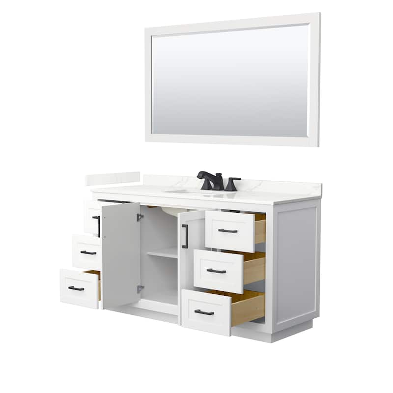 Miranda 60-inch Single Vanity, Quartz Top, 58-inch Mirror