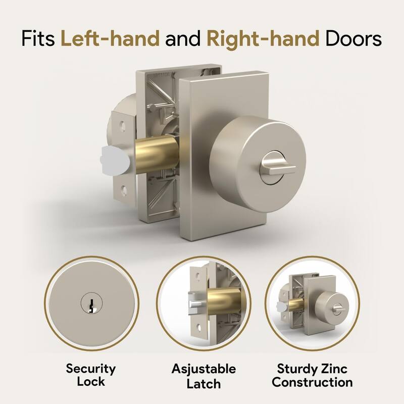 Mega Handles LAURA Entry Round Knob for Left or Right-Handed Doors, Interior/Exterior Door Levers I Reversible Handing