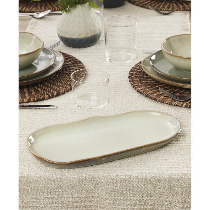 Oneida Organic Shades 2-Piece Serving Set, Bowl & Tray Set - Bowl: 9.84" x 9.72" Tray: 12.99" x 6.69"