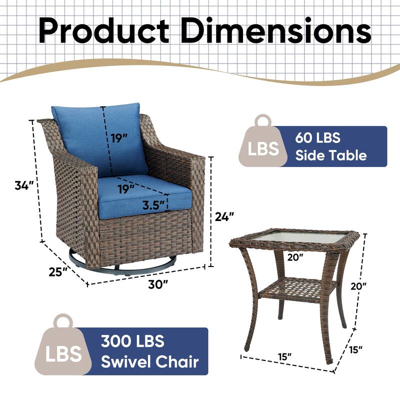 Outside Patio Sofa Chair Set with Cushions