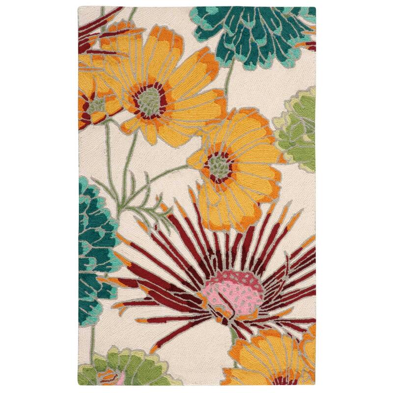 HomeRoots Floral Contemporary Rectangle Area Rug - 48.00 in. x 30.00 in. x 0.50 in.