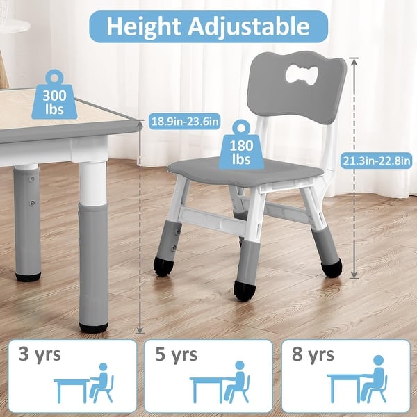 dimension image slide 1 of 9, Garvee Kids Table and 4 Chairs Set, Graffiti Desktop Plastic Children Art Table, Height Adjustable Table and Chair Set