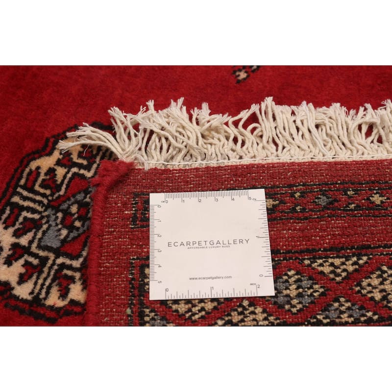 ECARPETGALLERY Hand-knotted Peshawar Bokhara Red Wool Rug - 2'7 x 8'1