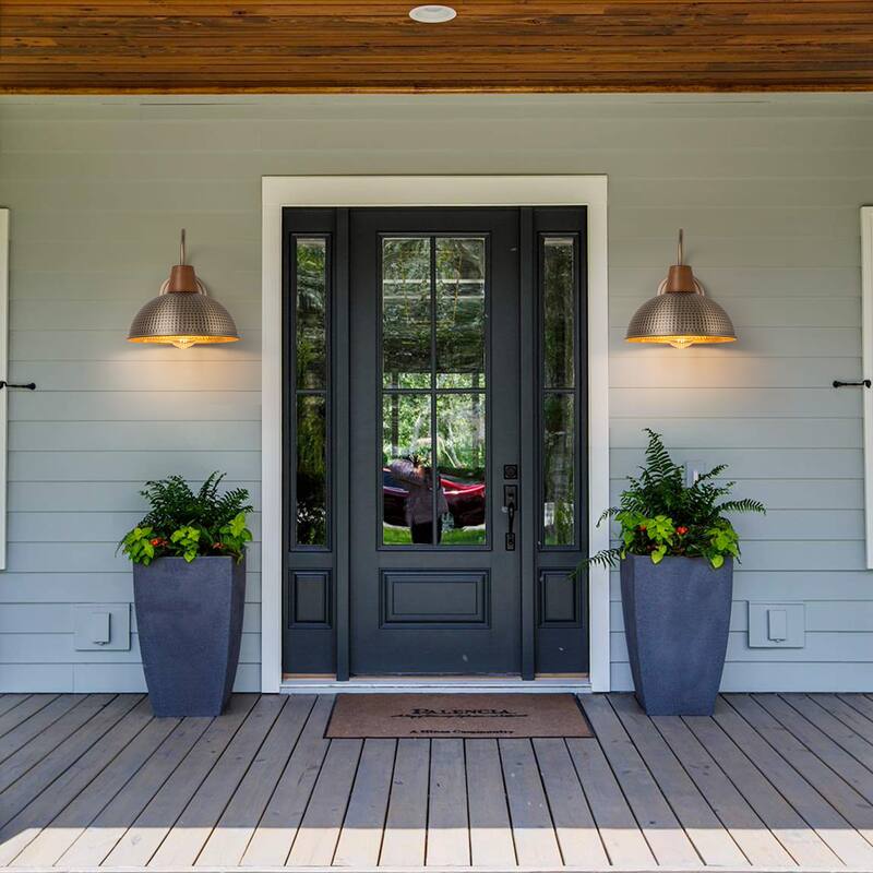 Farmhouse Industrial 1-Light Wall Sconce with Hammered Metal Shade Barn Outdoor Light - W10.24"