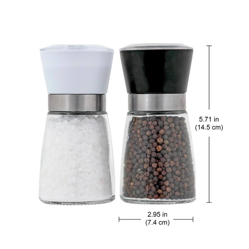 Kamenstein Set of 2 Prefilled Glass Grinders - 6.85" H