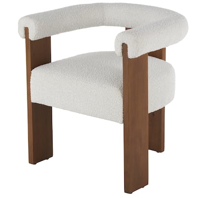 Polyester Curved Back Mid Century Modern Round Boucle Living Room Accent Chair - Cream or White - Roche River Decor