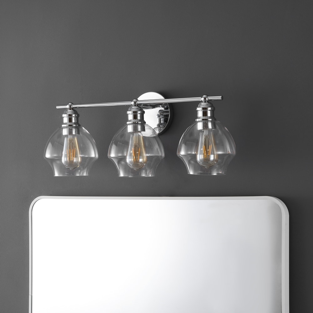 SAFAVIEH Hayam 3-Light Bathroom Vanity Wall Sconce (LED Bulbs Included) - 22.5 In. W x 7.25 In. D x 9.25 In. H - 23Wx7Dx9H