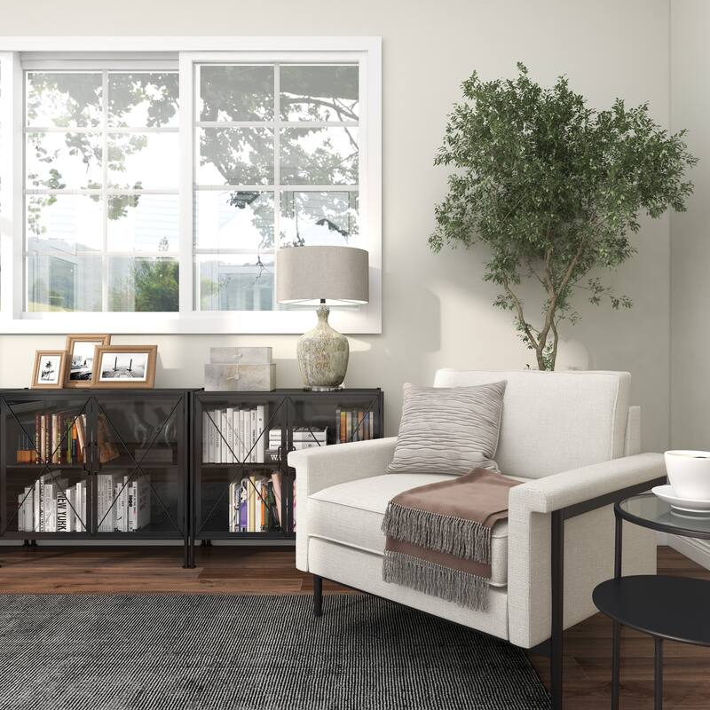 Gray Leather Handmade Box with Hinged Lid (Set of 2) - White or Gold