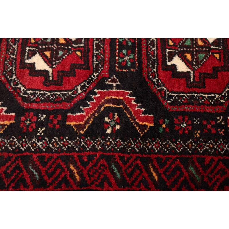 ECARPETGALLERY Hand-knotted Teimani Black, Red Wool Rug - 3'3 x 7'2