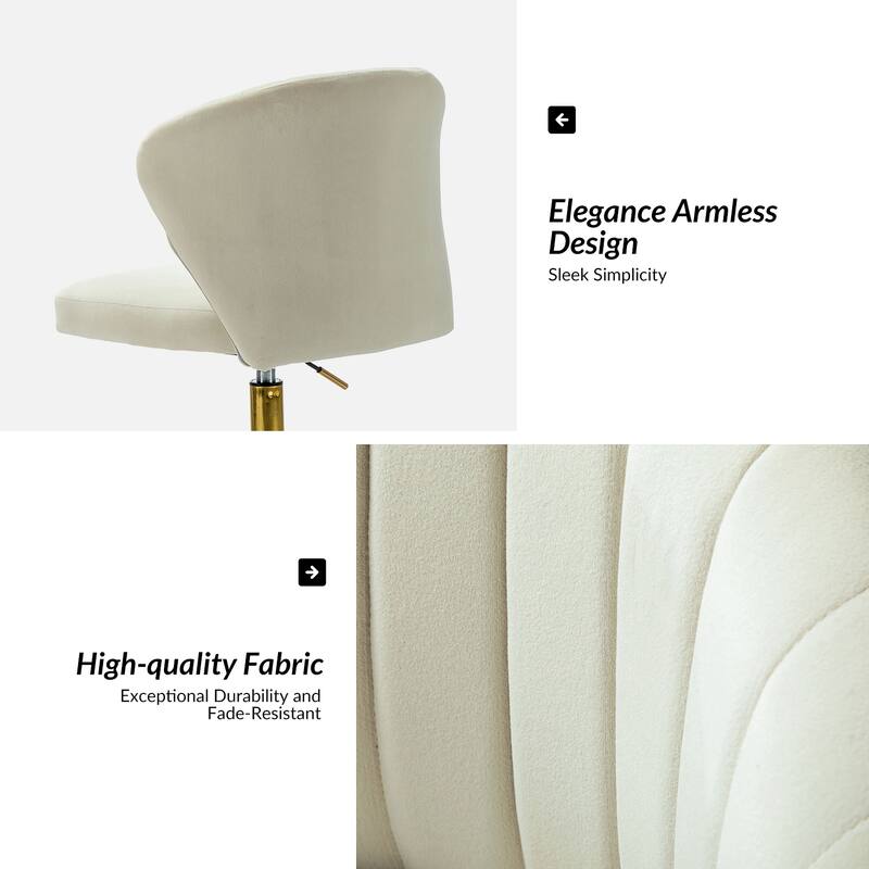 Ilia Modern Velvet Wingback 360 degree Ergonomic Office Task Chair with Channel Tufted Back by HULALA HOME