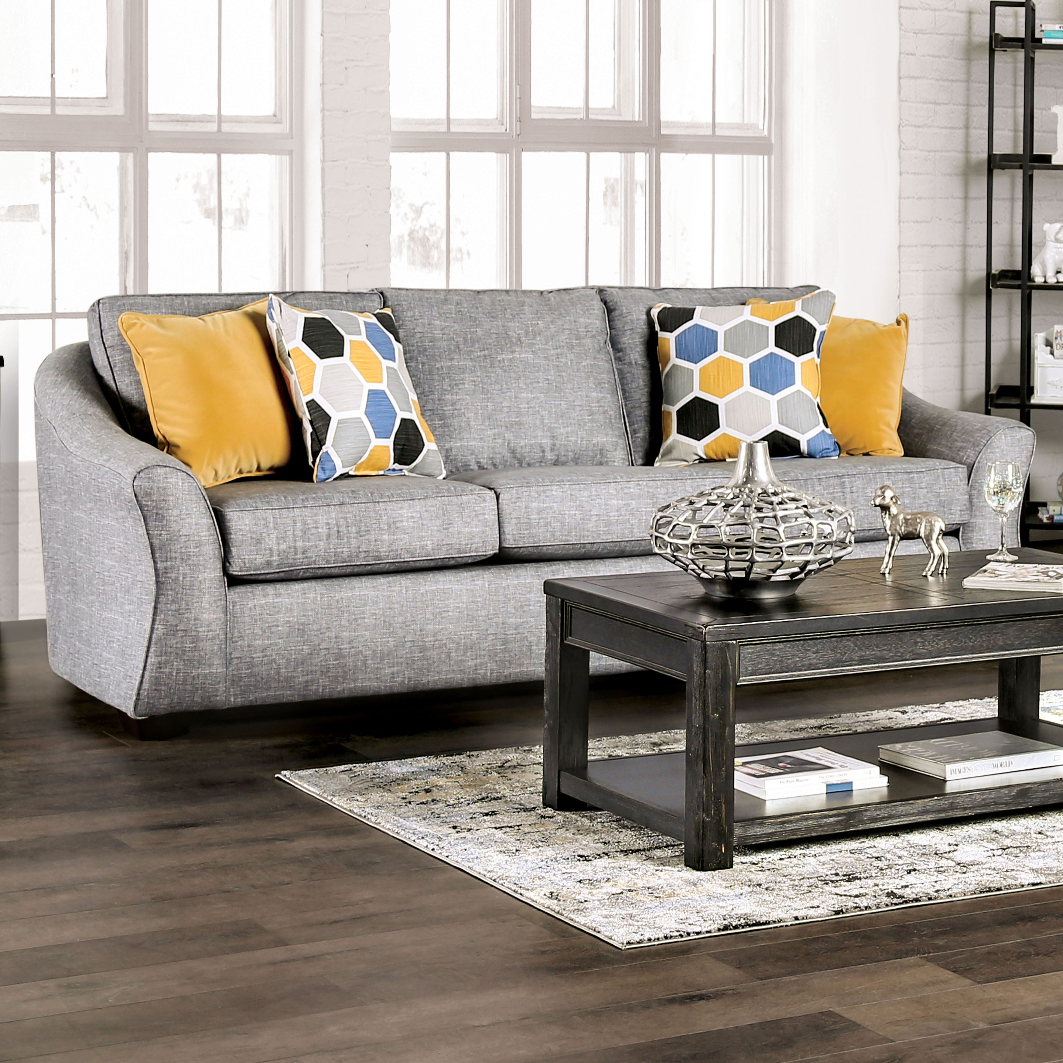 Furniture of America Steinley Transitional Fabric Upholstered Sofa