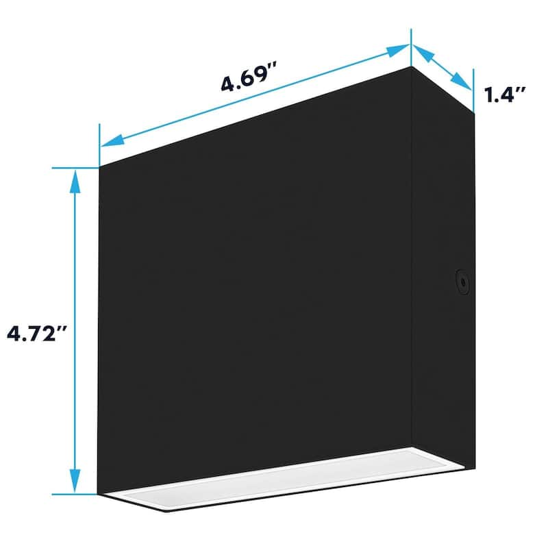 Luxrite Square LED Up and Down Wall Sconces Set of 2, Metal, 5CCT 2700K-5000K, 15W, 1000LM, IP65 Waterproof, ETL - Black