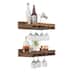 Rustic Luxe Solid Wood Wall Mounted Wine Glass Rack, Set of Two